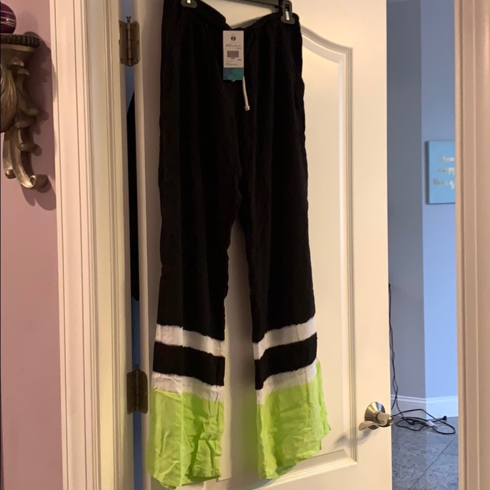 Boho tie dye drawstring pants with flare bottoms